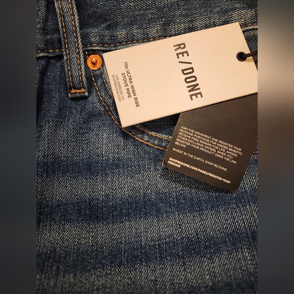 NWT RE/DONE 70s Ultra High Rise Stove Pipe Denim Jeans 29 - Picture 6 of 8